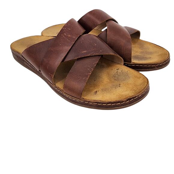 Chaco Women's Wayfarer Toffee Brown Leather Slip On Comfort Slides Size 11 - Picture 1 of 7